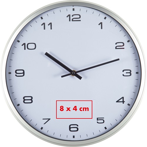 Wall clock with silver frame and click system