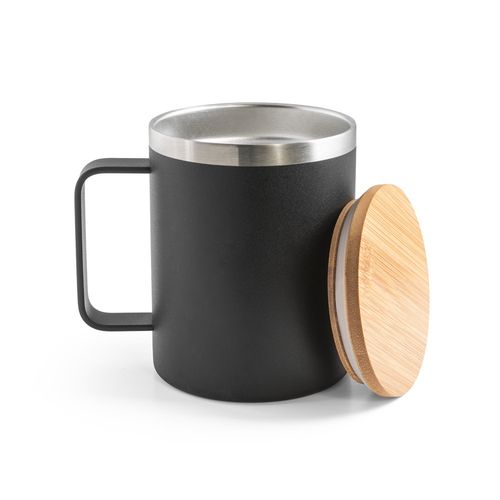 LAUDA. Mug in 90% recycled stainless steel with bamboo lid 420 mL LAUDA. Mug in 90% recycled stainless steel with bamboo lid 420 mL