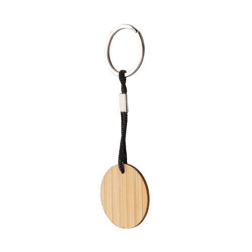 Bamboo keychain with cord and metal ring Bamboo keychain with cord and metal ring