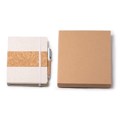 Notebook and pen set provided in a kraft cardboard Amália