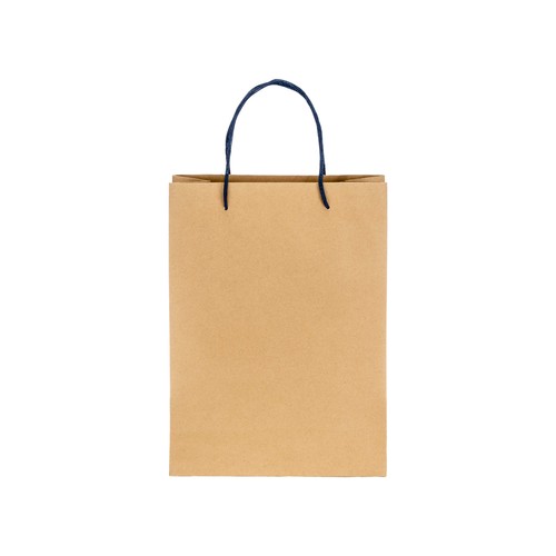 150 g/m2 natural recycled paper bag with gusset and short colored handles