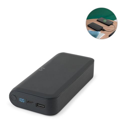 BECKER 20. 20.000 mAh power bank in recycled ABS (100% rABS) with 15W superfast wireless charger BECKER 20. 20.000 mAh power bank in recycled ABS (100% rABS) with 15W superfast wireless charger