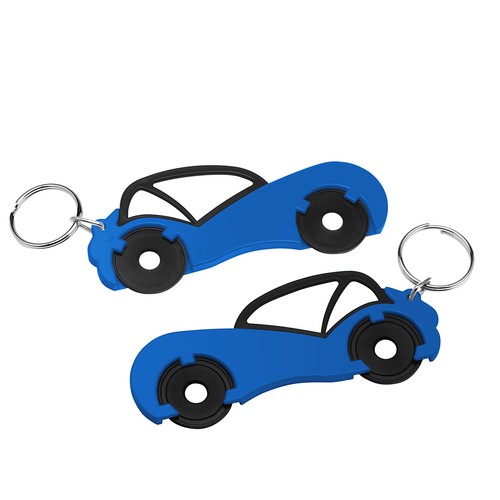 Chiphouder met twee winkelwagenmuntjes 1€ "auto" Chiphouder met twee winkelwagenmuntjes 1€ "auto"