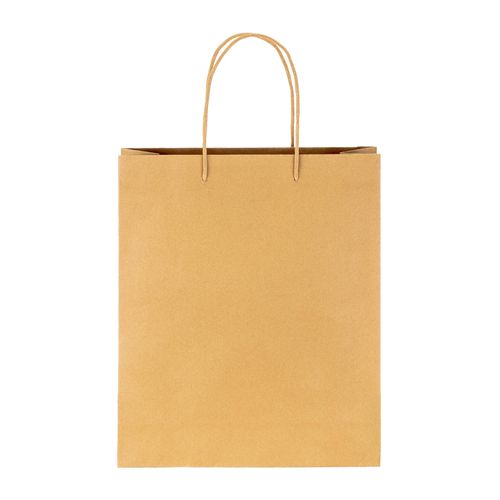 150 g/m2 natural recycled paper bag with gusset and short colored handles
