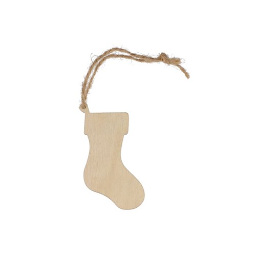 Adorno navideño de madera en forma de media Adorno navideño de madera en forma de media