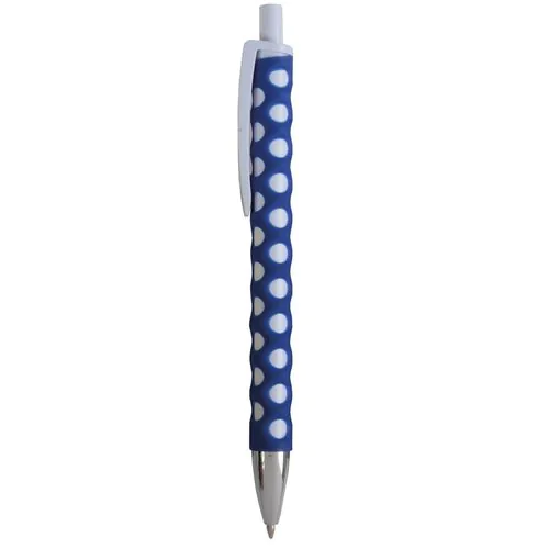Plastic snap pen with white barrel, clip and button