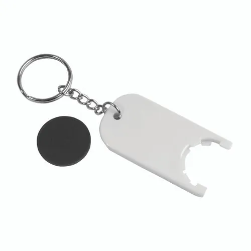 Plastic key ring with shopping trolley token
