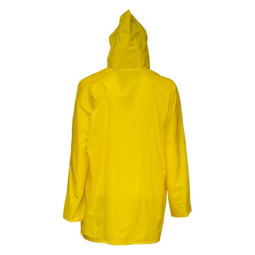 Embossed PVC (200 g) raincoat, supplied in a pocket-sized bag. One size