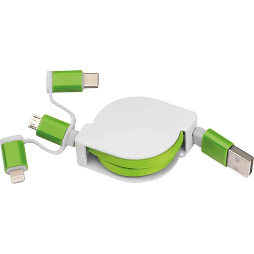 Extendable charging cable with 3 plugs