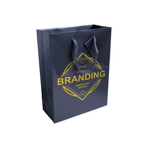 157 g/m2 laminated paper shopping bag with gusset and bottom reinforcement, string handles