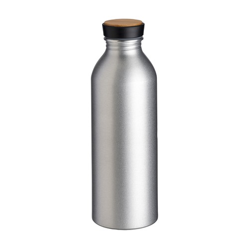 Gourde en aluminium avec bouchon avec insert en bambou, 500 ml