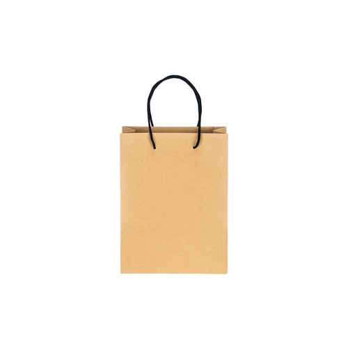 150 g/m2 natural recycled paper bag with gusset and short colored handles 150 g/m2 natural recycled paper bag with gusset and short colored handles