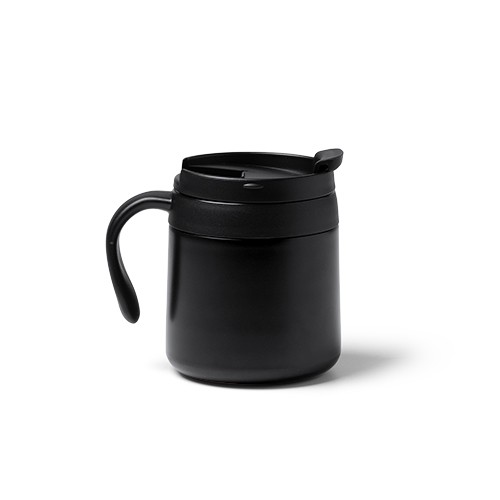 Double-walled thermal mug with screw-on lid and co Flora Double-walled thermal mug with screw-on lid and co Flora