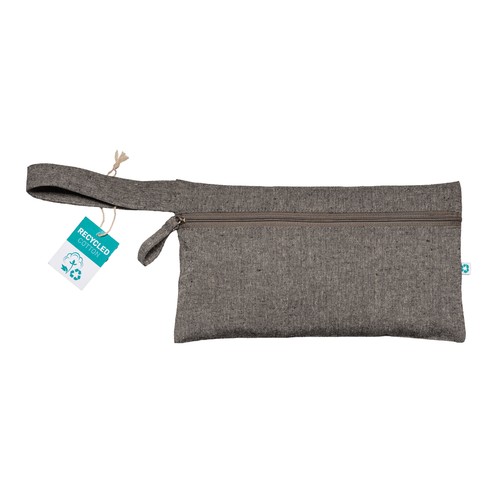 Porte-documents en coton recyclé 180 g/m2 avec fermeture à glissière, certifié GRS