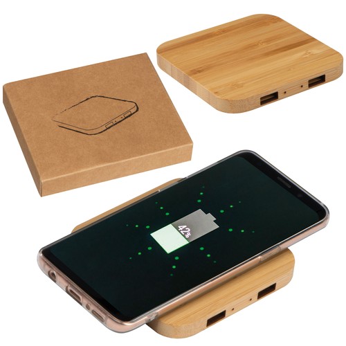 Bamboo Wireless Charger with 2 USB ports Bamboo Wireless Charger with 2 USB ports
