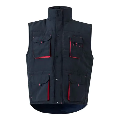 VL NERGAL. Chaleco acolchado, bicolor, multibolsillos (120g/m²), en poliéster (100%)