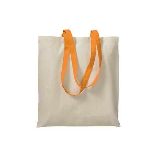 Shopper in cotone naturale 220 g/m2, manici lunghi colorati