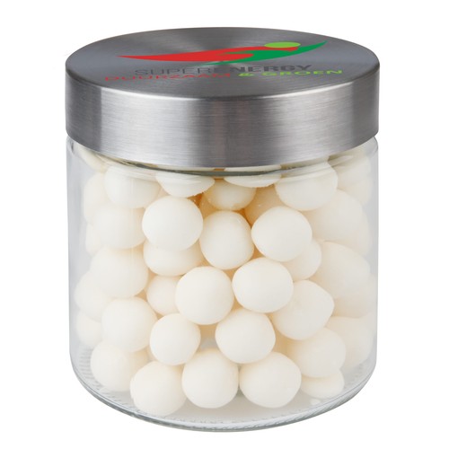 Bocal en verre de 0,9 litre, rempli de bonbons