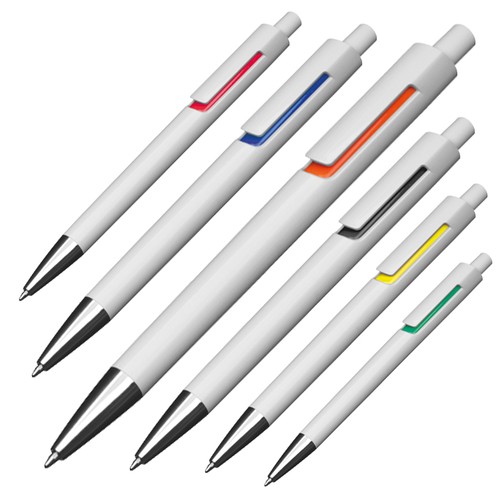 Stylo bille blanc avec applications colorées