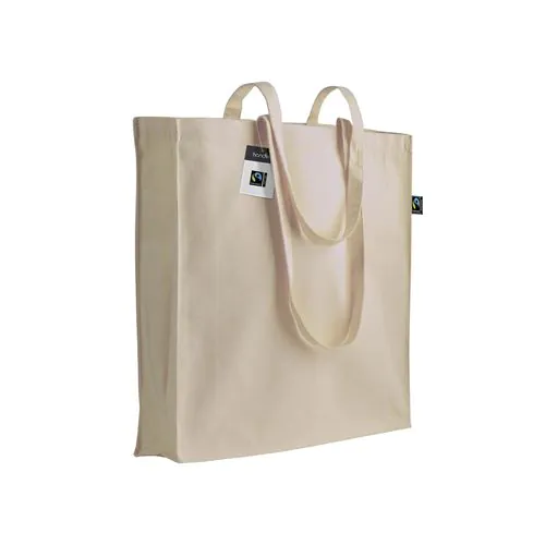 140g/m2 Fairtrade® shopping bag, long handles and bellows 140g/m2 Fairtrade® shopping bag, long handles and bellows