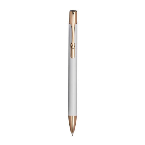 Aluminium snap pen with rose gold metal details