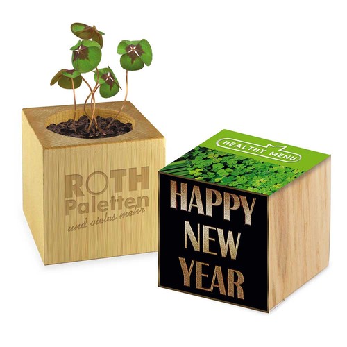 Houten plantenset met klavertjes vier - zonder lasergravure Houten plantenset met klavertjes vier - zonder lasergravure