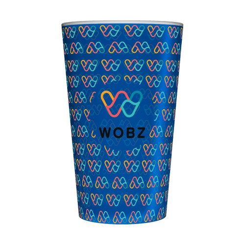 Gobelet réutilisable personnalisé 25cl bleu - Quadrichromie (Fond Wobz) Gobelet réutilisable personnalisé 25cl bleu - Quadrichromie (Fond Wobz)