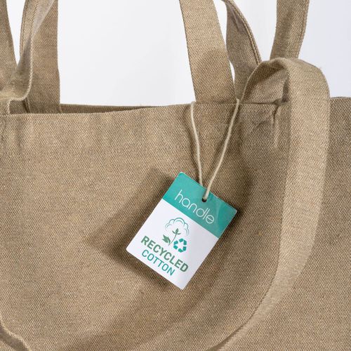 280 g/m2 recycled cotton shopper with gusset at base, double handles and inside pocket 280 g/m2 recycled cotton shopper with gusset at base, double handles and inside pocket