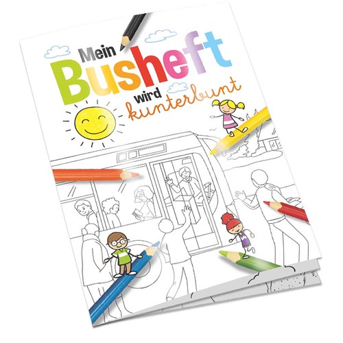 Colouring book / set A6 - Bus - Colouring book neutral