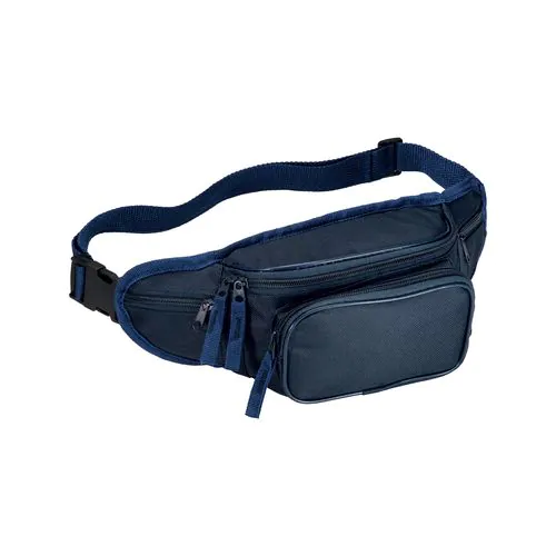 600D polyester 5-pocket waist bag with adjustable waist strap and clip closure