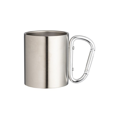 Tazza in acciaio con manico in alluminio a moschettone, 200 ml Tazza in acciaio con manico in alluminio a moschettone, 200 ml