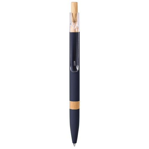 STYLO À BILLE AVEC RECHARGE BLEUE EN ALUMINIUM RECYCLÉ SOFT TOUCH ET BAMBOU