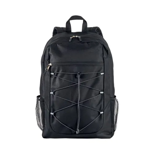 600D polyester 4-pocket backpack (two mesh side pockets). Padded straps and back 600D polyester 4-pocket backpack (two mesh side pockets). Padded straps and back