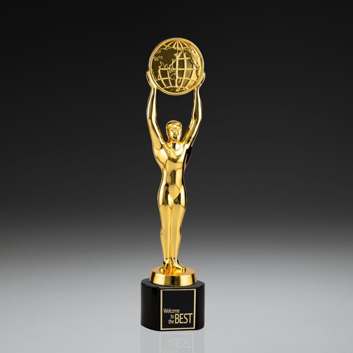 Champions Award with world symbol and glas base