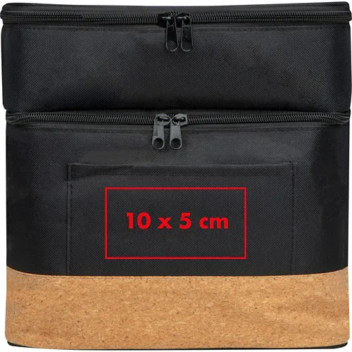 Bolsa nevera de RPET con compartimento extra y fondo de corcho Bolsa nevera de RPET con compartimento extra y fondo de corcho