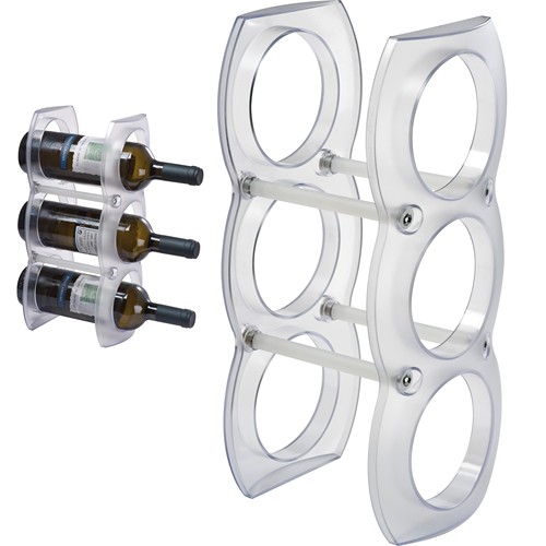 Plastic wine rack for three bottles