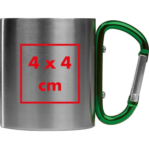 Taza de metal con mosquetón