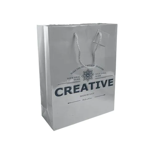 157 g/m2 laminated paper shopping bag with gusset and bottom reinforcement, string handles