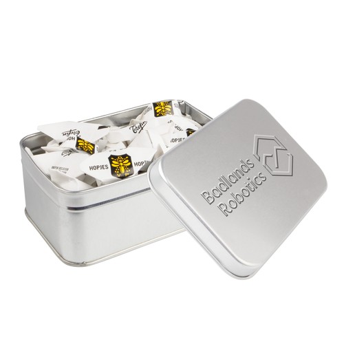 Square tin with embossing Square tin with embossing