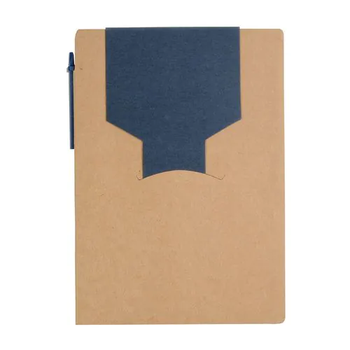 Recycled-paper notepad with cardboard pen and sticky notes Recycled-paper notepad with cardboard pen and sticky notes