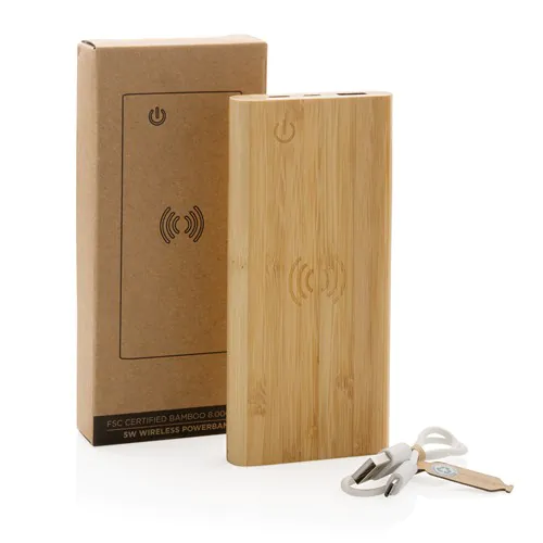 Bamboo 8.000 mAh 5W wireless powerbank Bamboo 8.000 mAh 5W wireless powerbank