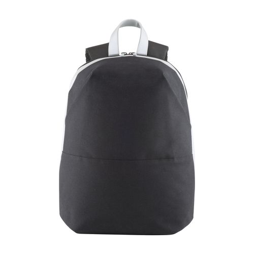 Canvas laptop backpack with high visibility eco-leather inserts/bands