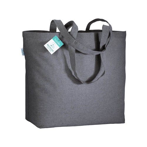 190 g/m2 recycled cotton shopping bag with long handles and gusset