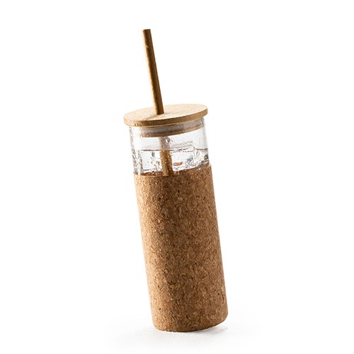 Glass tumbler with cork and bamboo Colognola