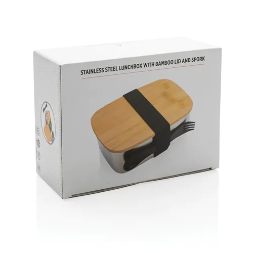 Roestvrijstalen lunchbox met bamboe deksel en spork
