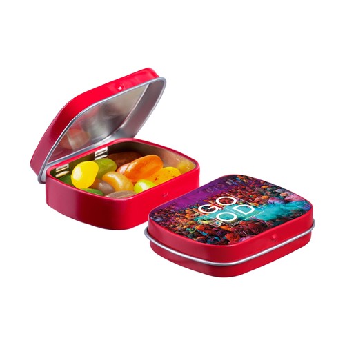 Mini hinge tin with candy Mini hinge tin with candy