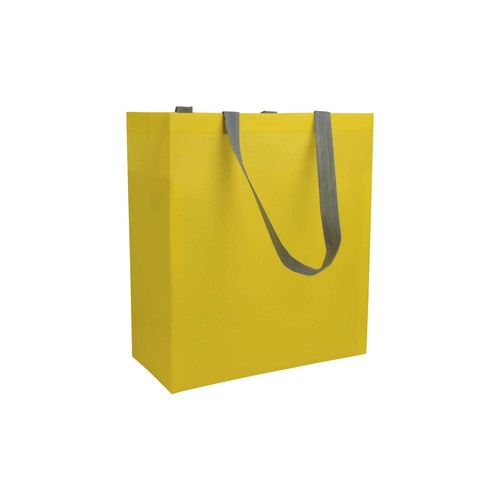 Shopper con soffietto in TNT laminato 100 g/m2 termosaldato, manici corti Shopper con soffietto in TNT laminato 100 g/m2 termosaldato, manici corti