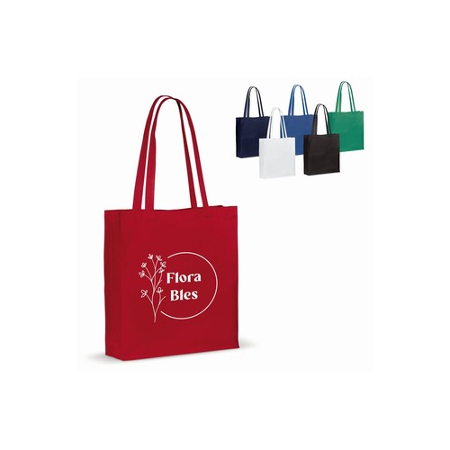 Borsa in cotone riciclato con soffietto 140g/m² 38x10x42cm Borsa in cotone riciclato con soffietto 140g/m² 38x10x42cm