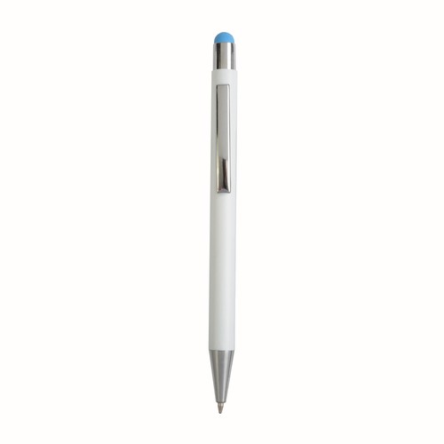 Aluminum push button ball pen with colored touch screen and laser engraved logo
