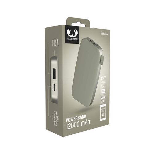 Fresh 'n Rebel Powerbank 12000 mAh USB-C Dried Green Fresh 'n Rebel Powerbank 12000 mAh USB-C Dried Green